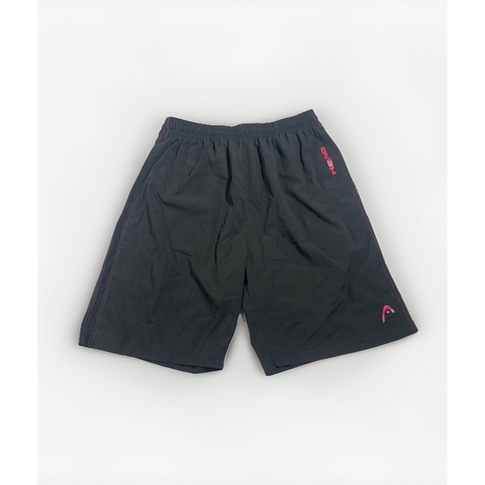 HEAD Men's XL Basketball Shorts Stretch Black/Red Lined‎ Pockets Drawstring Logo